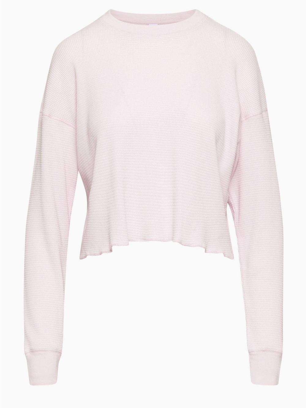 TNA Pale Pink Waffle-Knit Long Sleeve Top